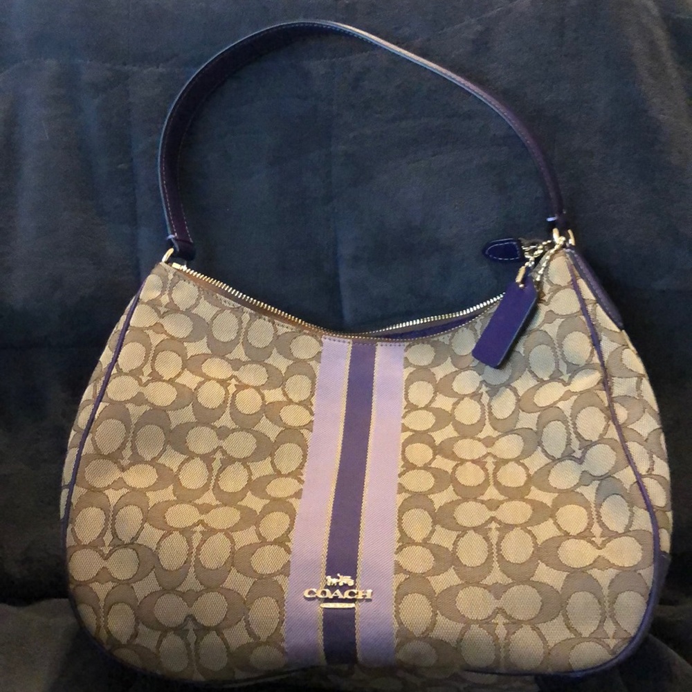 COACH ZIP SHOULDER BAG SIGNATURE JACQUARD STRIPE